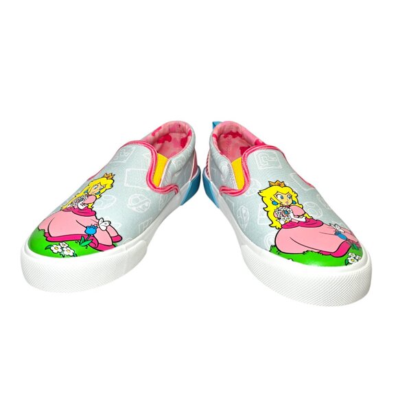 Super Mario Princess Peach Sneakers Slip-On Twin Gore Big & Little Girls 3D Logo - Picture 7 of 8